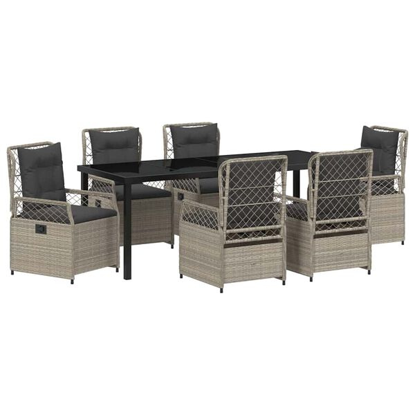 vidaXL Set da Pranzo per Giardino 7 pcs Grigio chiaro polyrattan