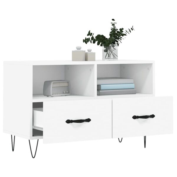 vidaXL Mobile Porta TV Bianco 80x36x50 cm in Legno Multistrato