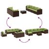 vidaXL Set Divani da Giardino 8 pz con Cuscini in Polyrattan Marrone