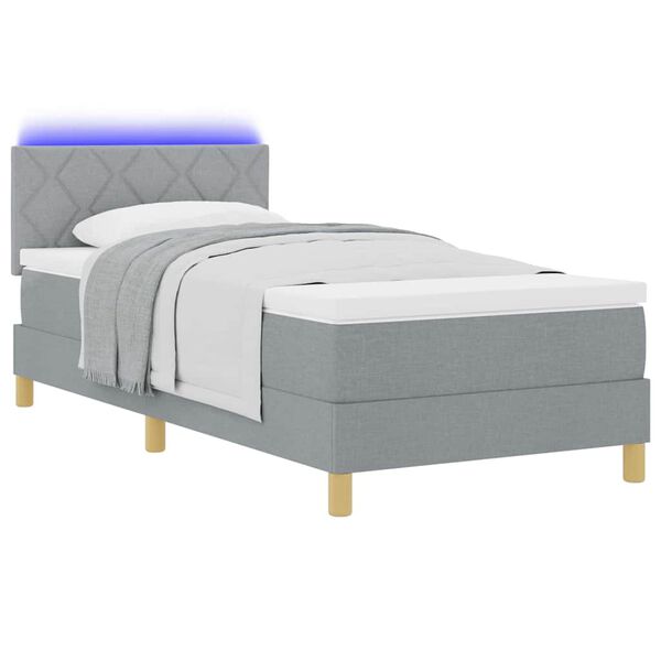 vidaXL Letto a Sorgente LED con led Grigio chiaro 100 x 200 cm Tessuto