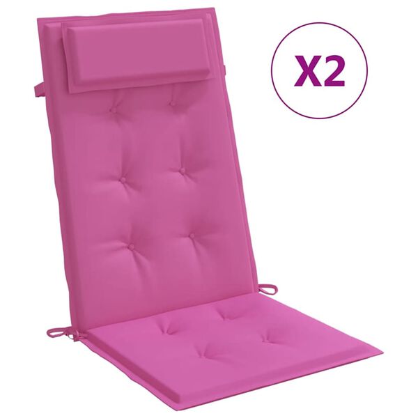 vidaXL Cuscini per Sedia con Schienale Alto 2pz Rosa in Tessuto Oxford