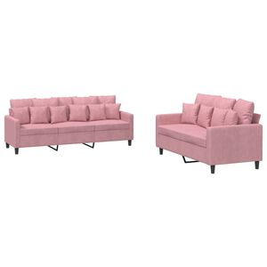 vidaXL Set di Divani 2 pz con Cuscini rosa in Velluto