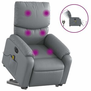 vidaXL Poltrona Alzapersona Elettrica Reclinabile Grigio in Similpelle
