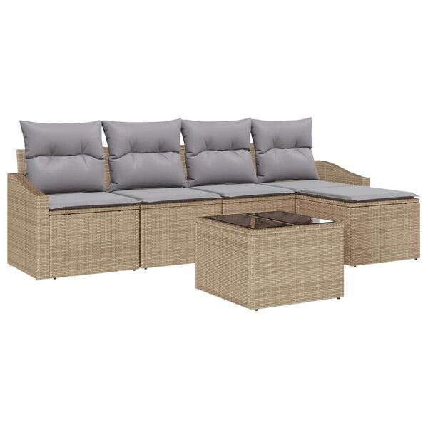 vidaXL Set di divani con cuscino 6 pcs Beige polyrattan