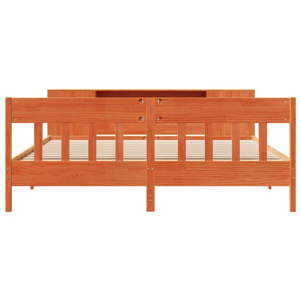 vidaXL Letto Libreria senza Materasso Marrone Cera 180x200 cm in Pino