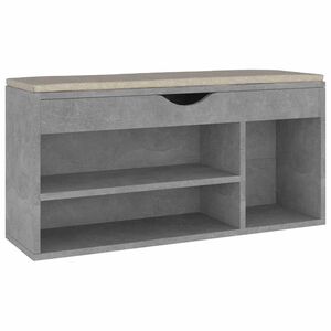 vidaXL Panca Scarpe con Cuscino Grigio Cemento 104x30x49cm Multistrato
