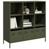 vidaXL Credenza Verde Oliva 101,5x39x103,5 cm in Acciaio