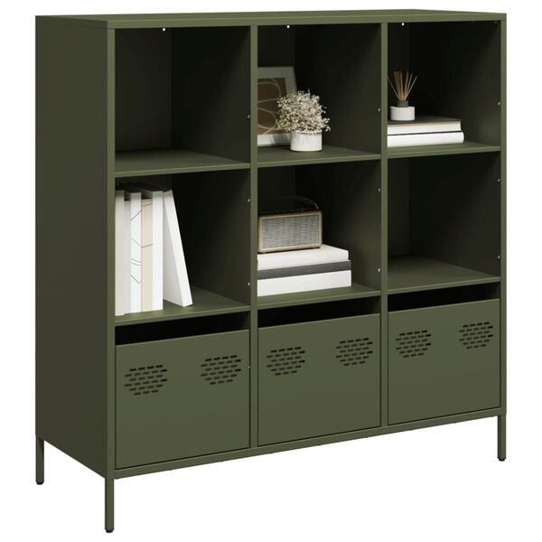 vidaXL Credenza Verde Oliva 101,5x39x103,5 cm in Acciaio
