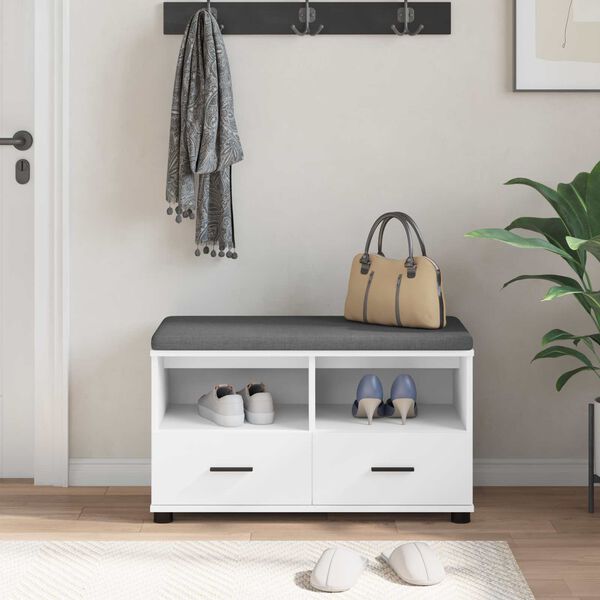 vidaXL Panca per ingresso con cuscino Bianco 80 x 38 x 46 cm
