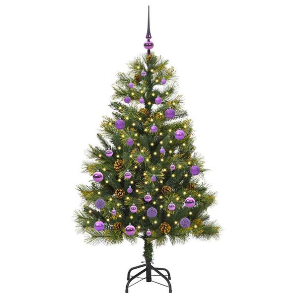 vidaXL Albero di Natale artificiale pieghevole con coni Verde 150 cm