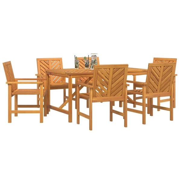 vidaXL Set da Pranzo per Giardino 7 pcs Marrone