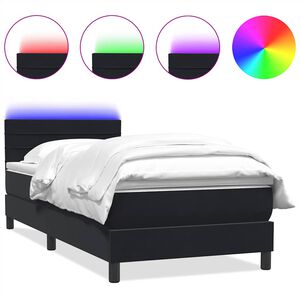 vidaXL Letto a Molle con Materasso e LED Nero 80x220 cm Velluto