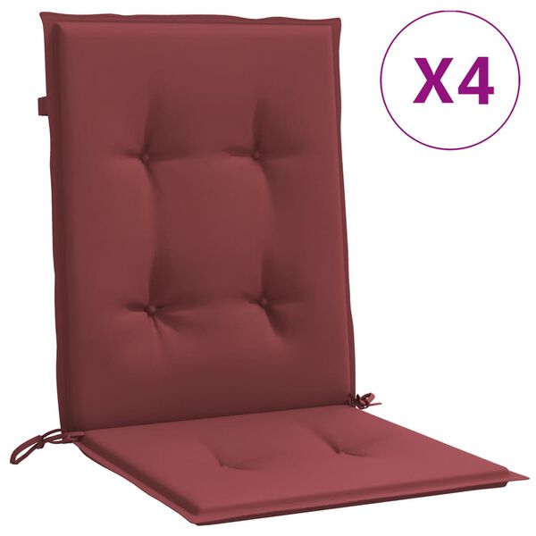 vidaXL Cuscini Sedia Schiena Bassa 4 pz Rosso Vino M&eacute;lange Tessuto