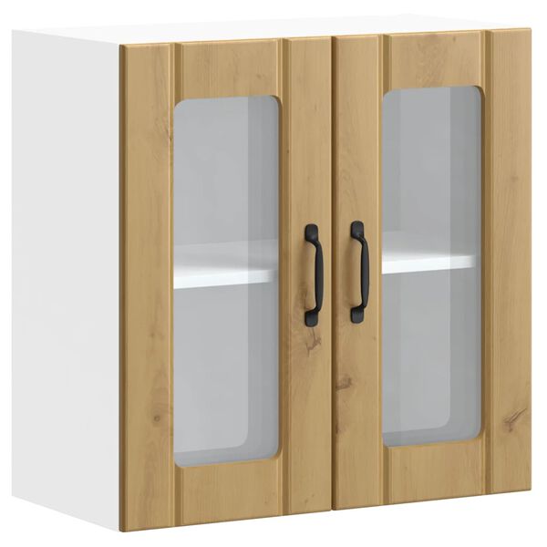 vidaXL Pensile da Cucina con Porta in Vetro Lucca Rovere Artigianale