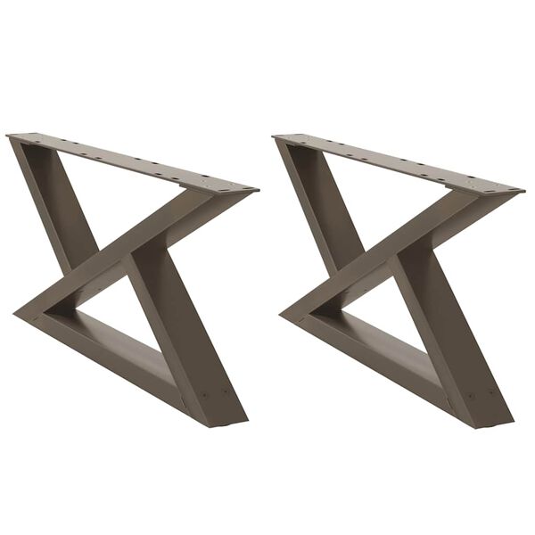 vidaXL Gambe per tavolino da caff&egrave; 2 pz in acciaio naturale 70x(30-31,3) cm