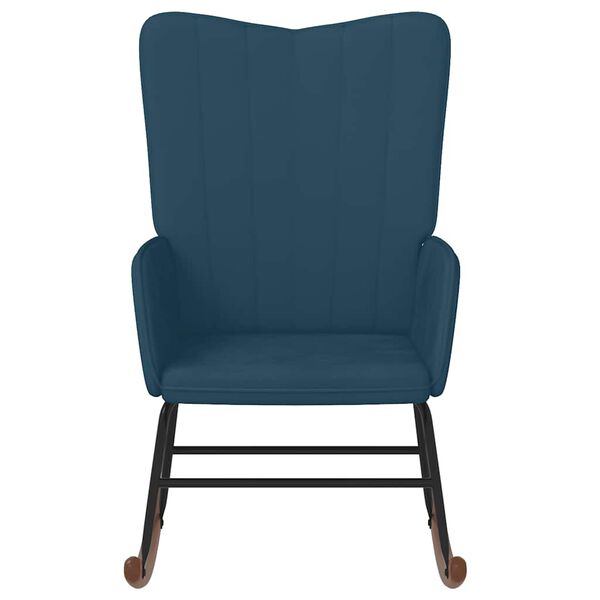 vidaXL Sedia a Dondolo Blu in Velluto