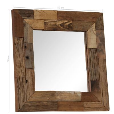 vidaXL Specchio in Legno Massello di Recupero 50x50 cm