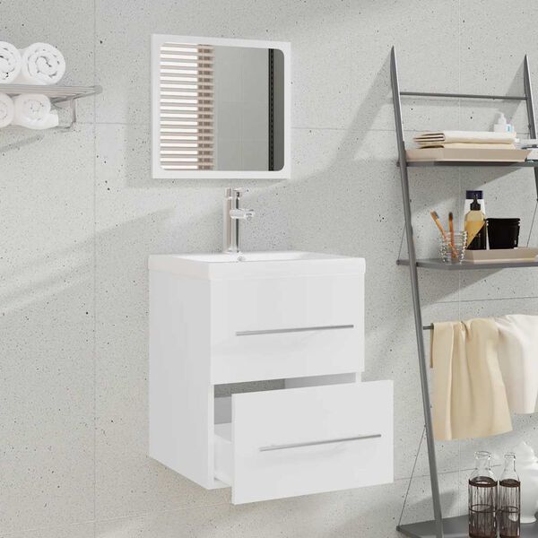 vidaXL Mobile da Bagno con Specchio Bianco 41x38,5x48 cm