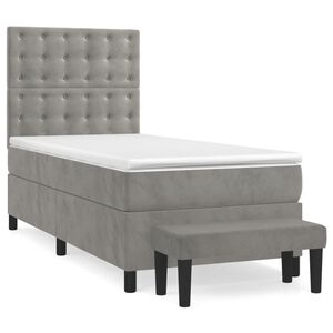 vidaXL Giroletto a Molle con Materasso Grigio Chiaro 80x200 cm Velluto