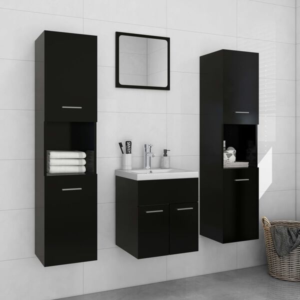 vidaXL Set Mobili da Bagno Nero in Truciolato