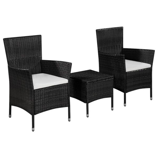 vidaXL Set da Bistrot 3 pz in Polyrattan Nero