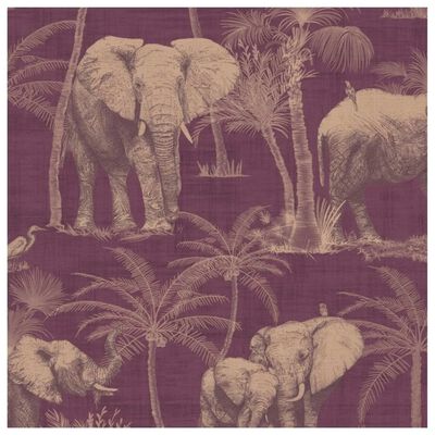 DUTCH WALLCOVERINGS Carta da Parati Elefanti e Alberi Melanzana