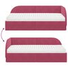 vidaXL Struttura Letto Angolare con Materasso 2 pcs Rosso Velluto