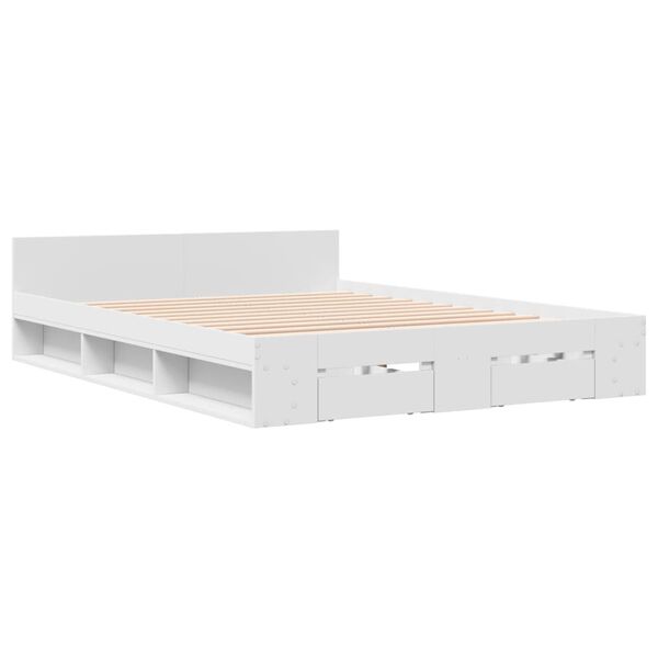 vidaXL Giroletto con Cassetti Bianco 120x190 cm in Legno Multistrato