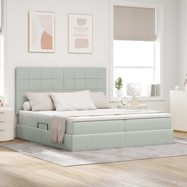 vidaXL Letto con Contenitore Grigio chiaro 180 x 200 cm Velluto