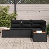 vidaXL Set Divano da Giardino con cuscino 4 pcs Nero Polyrattan