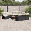 vidaXL Set Divani da Giardino 13pz con Cuscini Nero in Polyrattan