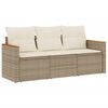 vidaXL Set Divano da Giardino 3 pz con Cuscini Beige in Polyrattan