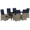 vidaXL Set di tavolo e sedie con cuscino 7 pcs Grigio Rattan in PE