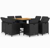 vidaXL Set da Pranzo da Giardino 9 pz con Cuscini Nero in Polyrattan