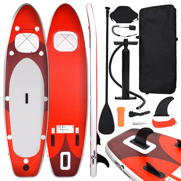 vidaXL Set Tavola da SUP Gonfiabile Rosso 360x81x10 cm