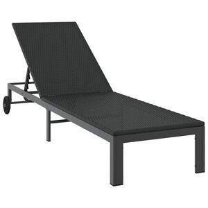 vidaXL Lettino da Sole 1-persona Nero 206 x 62.5 x 74 cm polyrattan