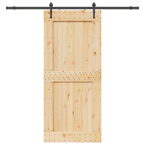 vidaXL Porta Scorrevole con Set Hardware 100x210cm Legno Massello Pino