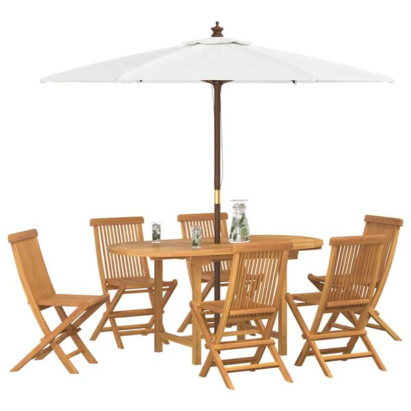 vidaXL Set da Pranzo per Giardino 7 pcs Marrone Legno di teak solido