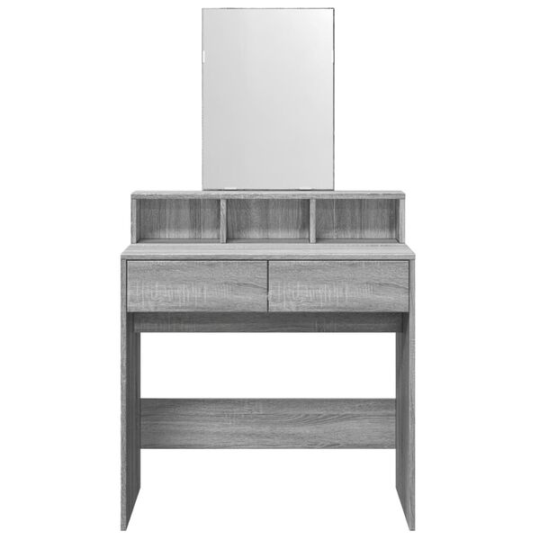 vidaXL Toeletta con Specchio Grigio Sonoma 80x41x144,5 cm