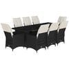 vidaXL Set Bistr&ograve; da Giardino 9 pz con Cuscini in Polyrattan Nero