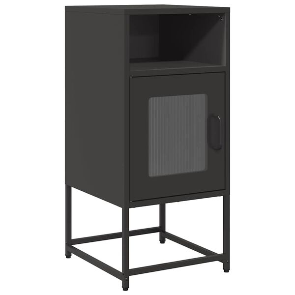 vidaXL Comodino Nero 36x39x78 cm in Acciaio Laminato a Freddo