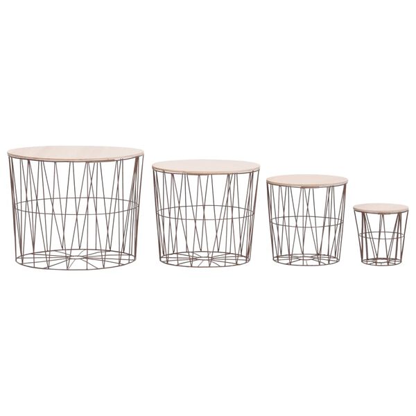 vidaXL Tavolini da Salotto 4 pz Rame