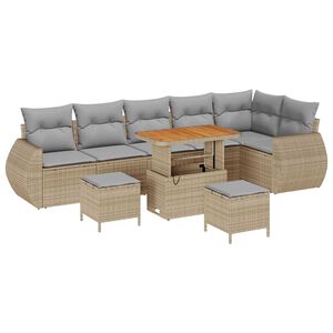 vidaXL Set Divano da Giardino 9 pcs Beige polyrattan