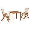 vidaXL Set da pranzo da giardino 3 pezzi Naturale