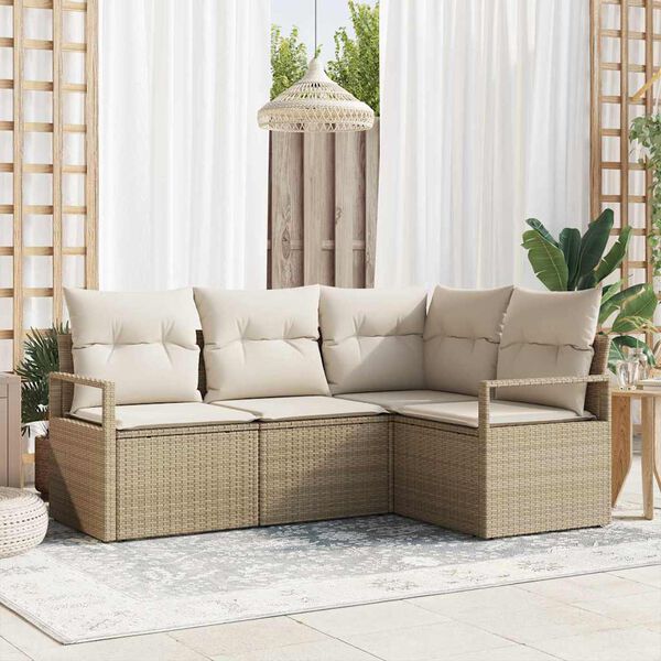 vidaXL Set di divani 4 pcs Beige polyrattan