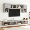 vidaXL Mobili TV a Muro con LED 6pz Grigio Cemento Legno Multistrato