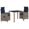 vidaXL Set da pranzo per esterni 3 pcs polyrattan