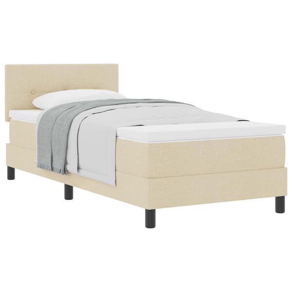 vidaXL Letto a molle con materasso Crema 90 x 200 cm Tessuto