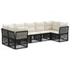 vidaXL Set Divano da Giardino 7 pz 7-Numero di posti Nero polyrattan