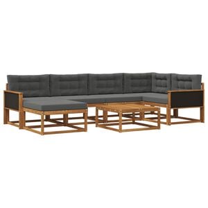 vidaXL Set di divani da esterno con cuscino 7 pcs Naturale e Antracite